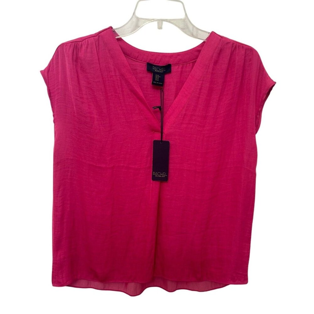 NEW Racheal Roy Women’s Cap Sleeve Blouse Solid Fuchsia Size Medium NWT